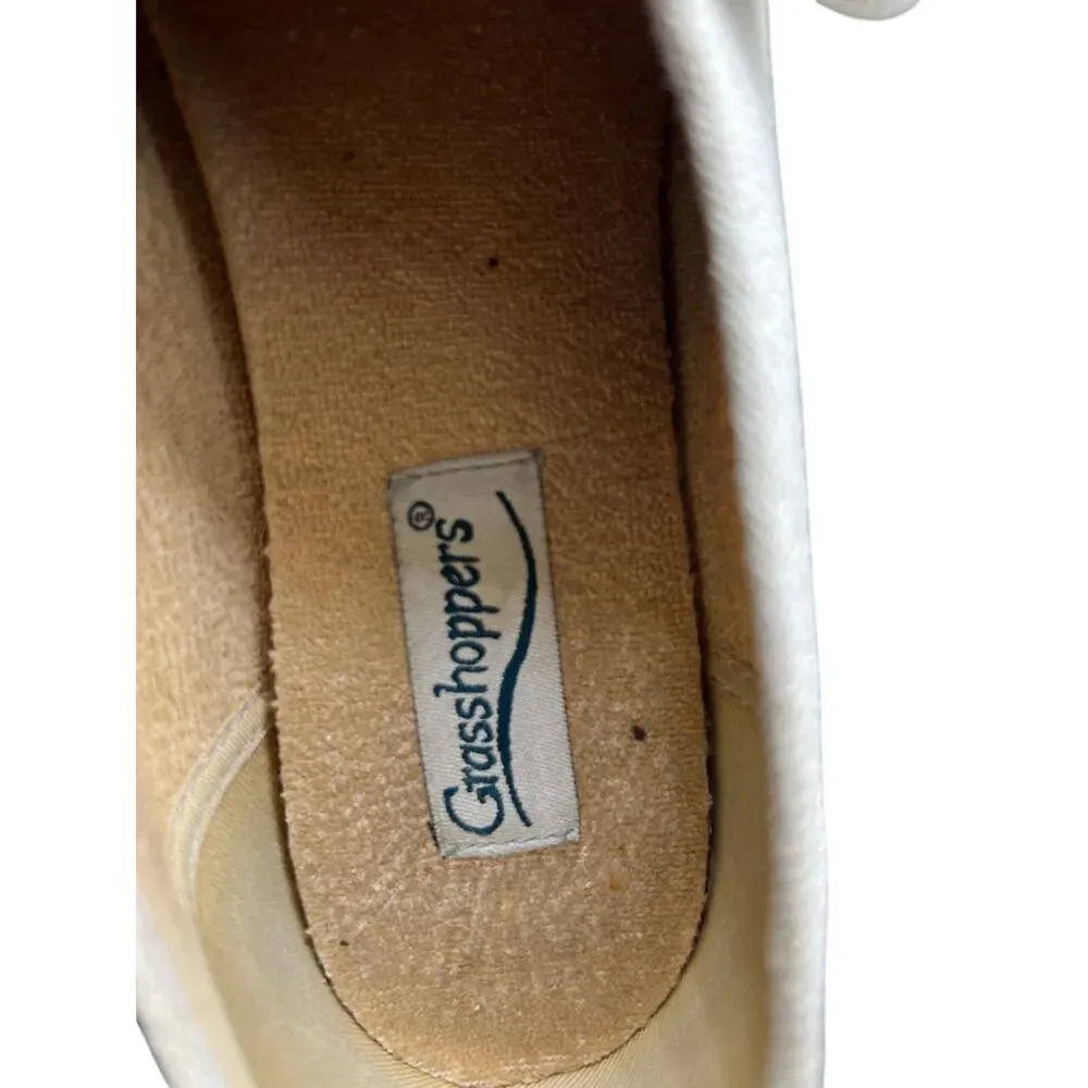 👟Grasshoppers Cream 8 Canvas Slip-On Sneakers Wide Strap Minimalist Comfort Y2K - Picture 3 of 3